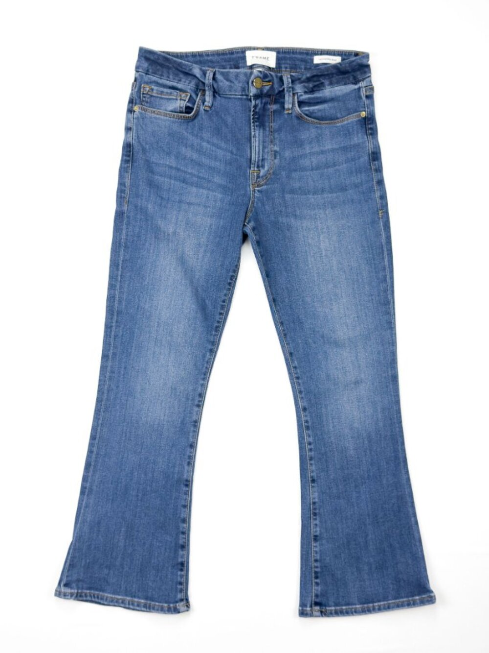 FRAME Le Crop Mini Boot Jeans Womens 28 Poe Medium Wash Crop Flare - Picture 11 of 13